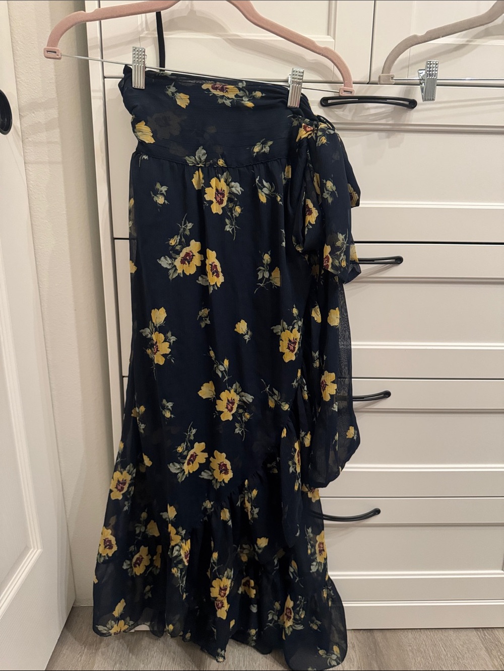 Abercrombie & Fitch Navy Maxi Dress with Yellow Floral Print
